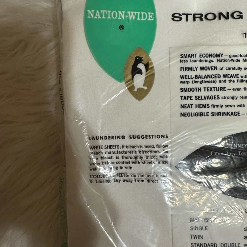 Vintage Penney’s Nation-Wide Strong Muslin 100% cotton sheet White New